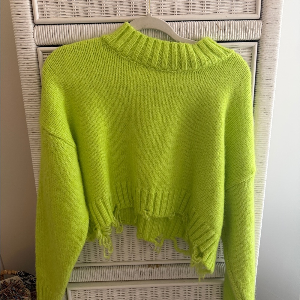 Zara Lime distressed sweater